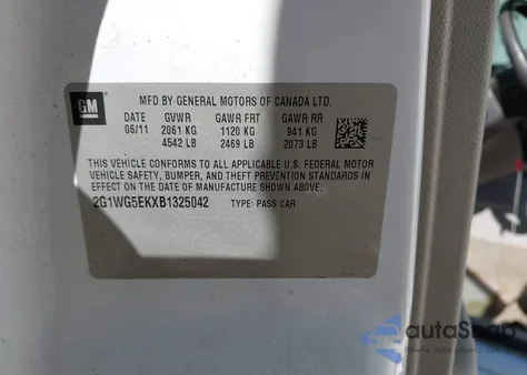 2011 Chevrolet Impala Lt z USA, uszkodzony, nr VIN 2G1WG5EKXB1325042